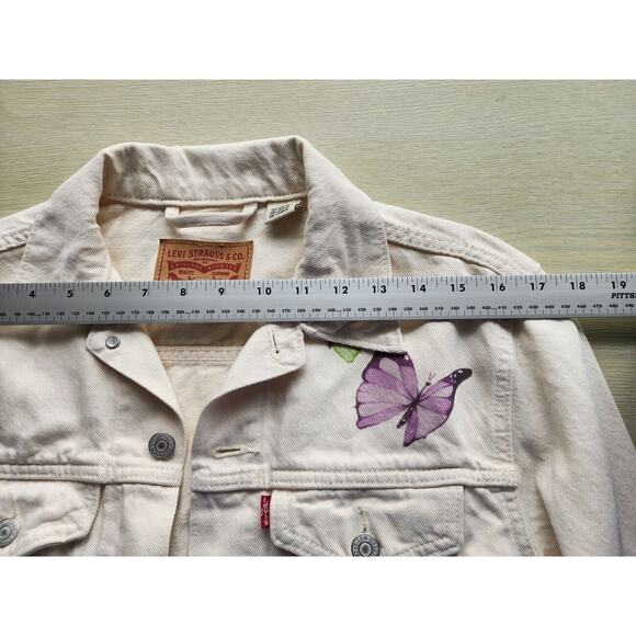 JACKET-JEAN-LEVI STRAUSS & CO.-Light Cream-Butterflies-Small Size-Classic-X-SML - Picture 11 of 16